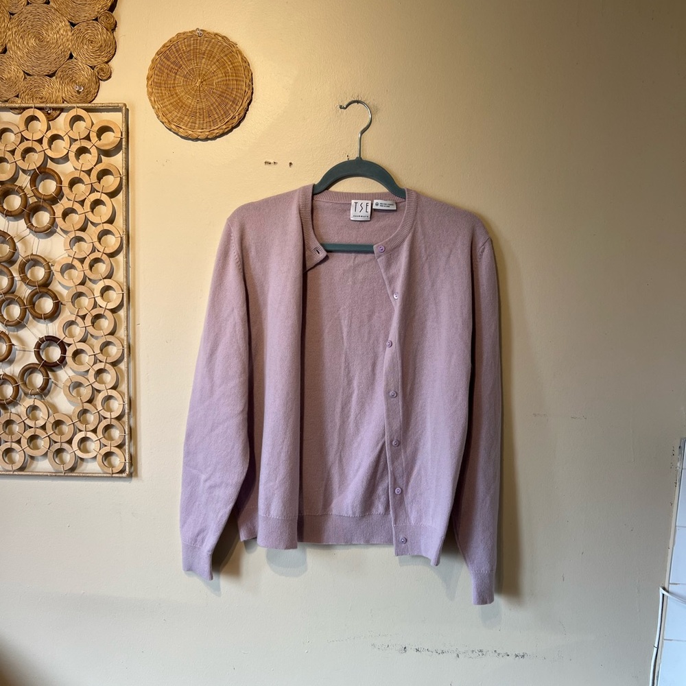 Tse medium liliac cashmere cardigan….
